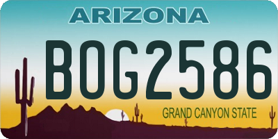 AZ license plate BOG2586