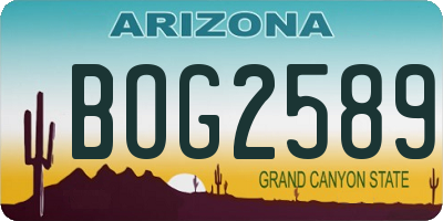 AZ license plate BOG2589
