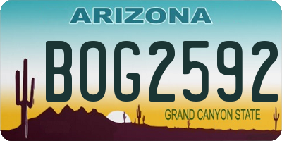 AZ license plate BOG2592