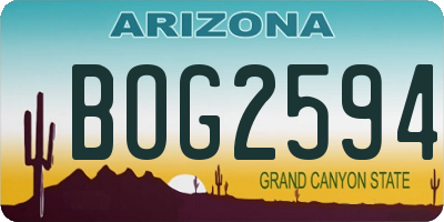 AZ license plate BOG2594