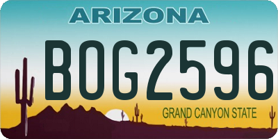 AZ license plate BOG2596