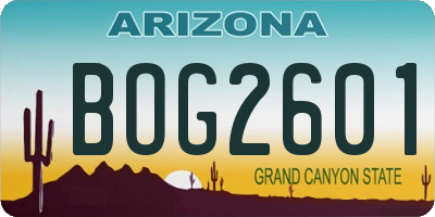 AZ license plate BOG2601