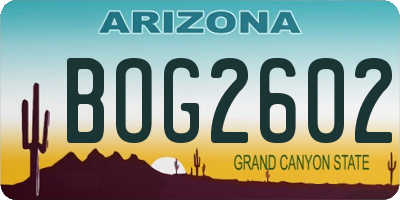AZ license plate BOG2602