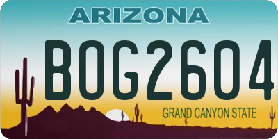 AZ license plate BOG2604