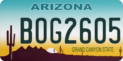 AZ license plate BOG2605