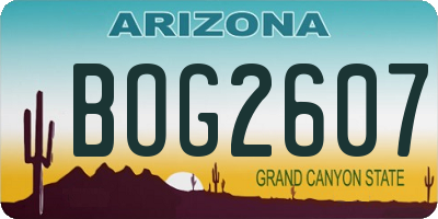 AZ license plate BOG2607