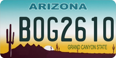 AZ license plate BOG2610