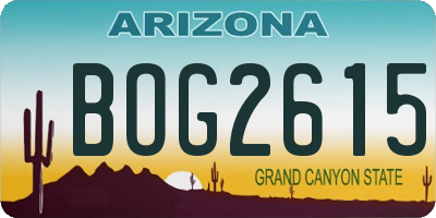 AZ license plate BOG2615
