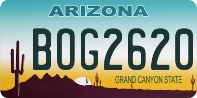 AZ license plate BOG2620