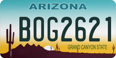 AZ license plate BOG2621