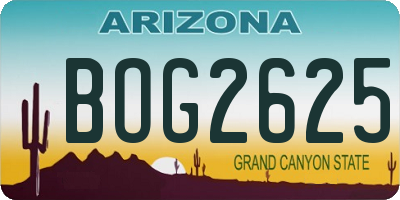 AZ license plate BOG2625