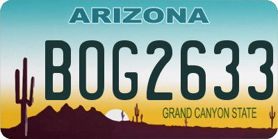 AZ license plate BOG2633