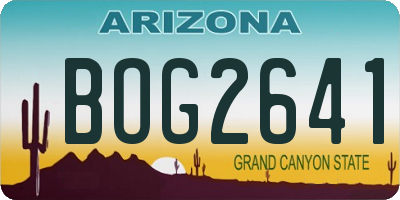 AZ license plate BOG2641