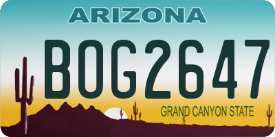 AZ license plate BOG2647