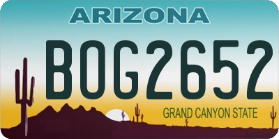 AZ license plate BOG2652