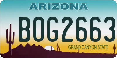 AZ license plate BOG2663
