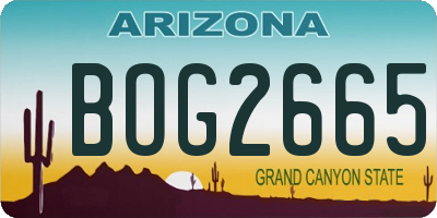 AZ license plate BOG2665