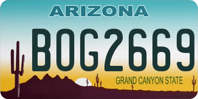 AZ license plate BOG2669
