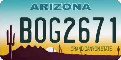 AZ license plate BOG2671