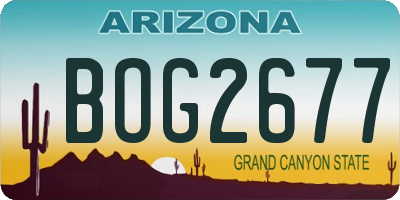 AZ license plate BOG2677