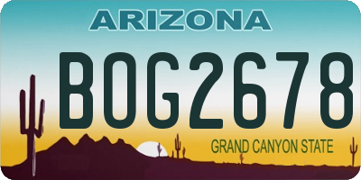 AZ license plate BOG2678