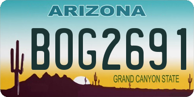 AZ license plate BOG2691