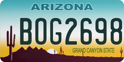 AZ license plate BOG2698