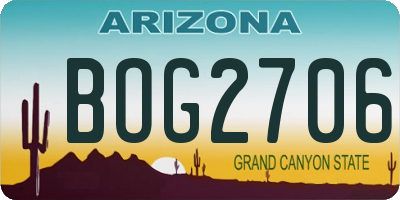 AZ license plate BOG2706