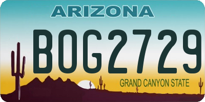 AZ license plate BOG2729