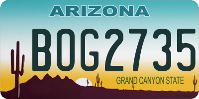 AZ license plate BOG2735