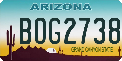AZ license plate BOG2738