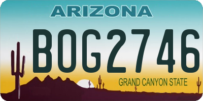 AZ license plate BOG2746