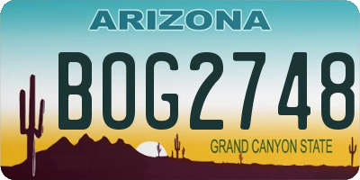 AZ license plate BOG2748