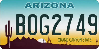 AZ license plate BOG2749
