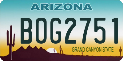 AZ license plate BOG2751