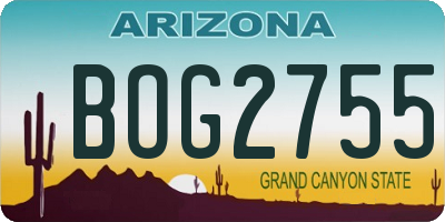 AZ license plate BOG2755