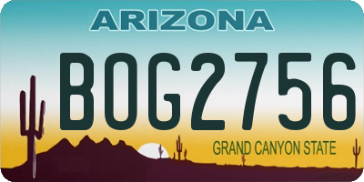 AZ license plate BOG2756