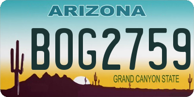 AZ license plate BOG2759