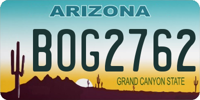AZ license plate BOG2762