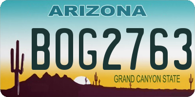 AZ license plate BOG2763