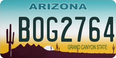 AZ license plate BOG2764
