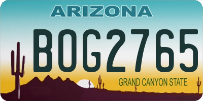 AZ license plate BOG2765