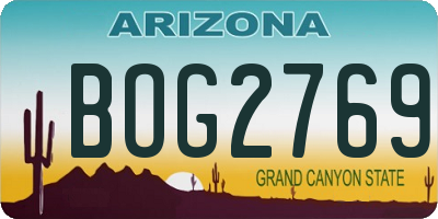 AZ license plate BOG2769