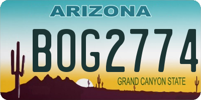 AZ license plate BOG2774