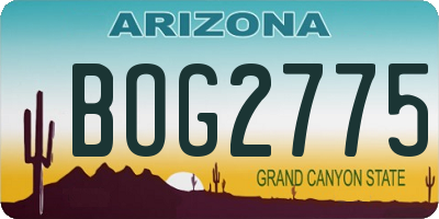 AZ license plate BOG2775