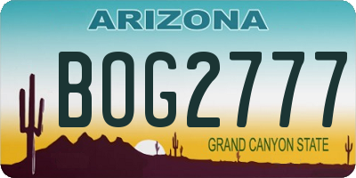 AZ license plate BOG2777