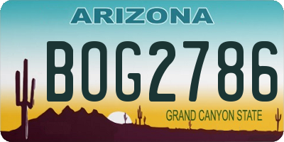 AZ license plate BOG2786