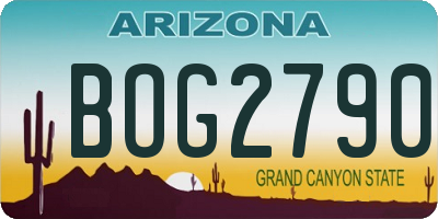 AZ license plate BOG2790