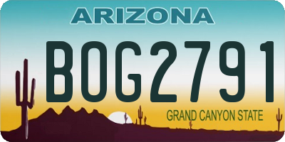 AZ license plate BOG2791
