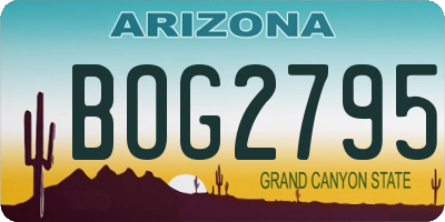AZ license plate BOG2795